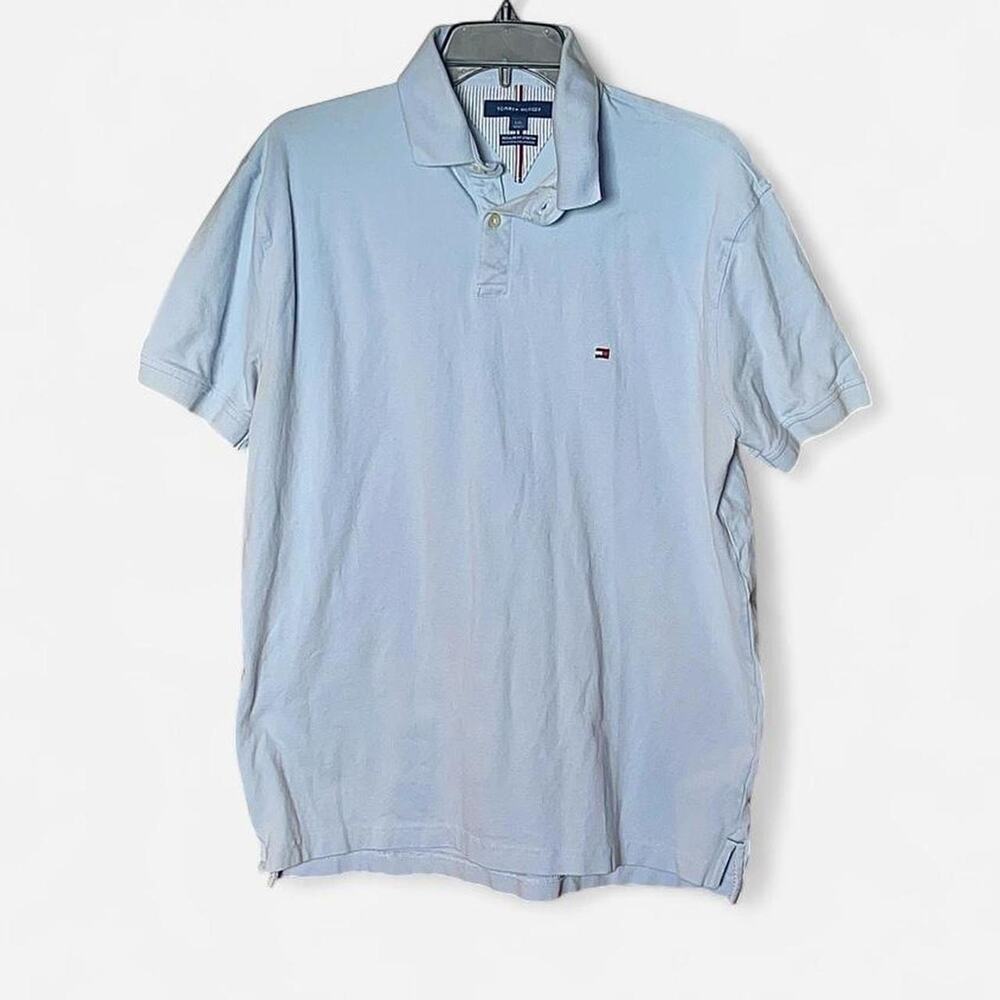 Tommy Hilfiger MENS Light Blue Regular Fit Stretch Polo Shirt – Size L